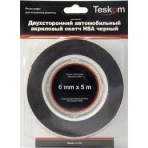 Лента двусторонняя TESKOM акриловая рулон 5м толщина 1,1мм черная